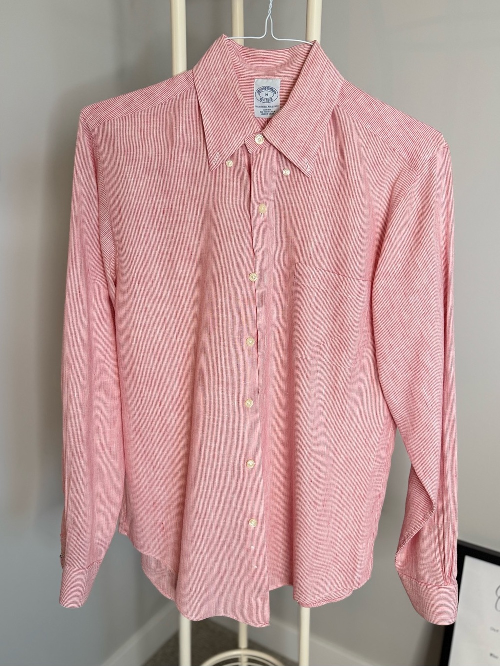 Brooks Brothers Pink Button-Down Linen Blend Shirt